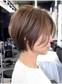 静岡ショートカット切りっぱなしボブくびれショートグレイカラー
