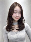 C180透明感抜群チョコレートブラウン韓国ハッシュカット