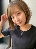 ショートボブ/ワンカール/ブラウンベージュ