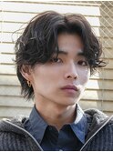 メンズセンターパート七三分けパートニュアンスパーマ刈り上げ