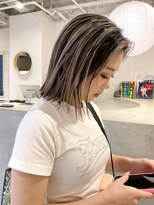 ルーム(Loom.)&nbsp;デザインカラーコントラストハイライト切りっぱなしボブ