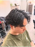 ナチュラルセンターパート×シャドウパーマ