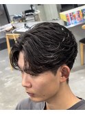 渋谷フェザーショートメンズマッシュウルフセンターパートカット