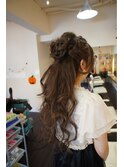 編み込みハーフアップ