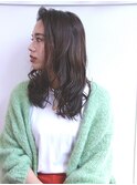 大人可愛いウルフベージュ_ネイビーシースルーバング 【ANs.】