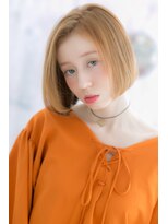 ミック ヘアアンドメイク アップ 駒込店(miq Hair&Make up)&nbsp;華やぐオレンジメルティカラー★外国人風ナチュラルボブ
