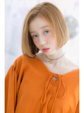 ミック ヘアアンドメイク アップ 駒込店(miq Hair&Make up) 華やぐオレンジメルティカラー★外国人風ナチュラルボブ