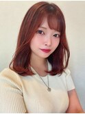 レッド×セミロング