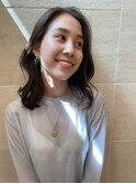 くびれヘア/韓国ヘア/切りっぱなしミディアム/20代30代40代