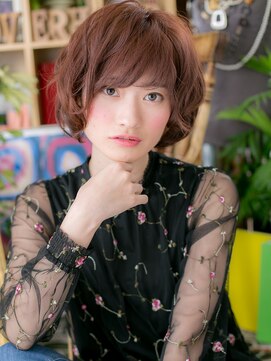 カバーヘア イヴ 戸頭店(COVER HAIR EVE) 暖色系カラー外国人風前下がりくせ毛ショートh3戸頭20代30代40代