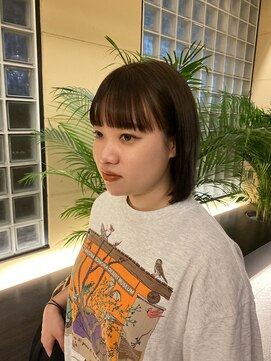 セプト 天神大名(SEPT.) アッシュブラック ワイドバング ボブ 韓国ヘア　前髪カット 天神