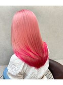 ピンクカラー/暖色カラー/レイヤーカット/韓国ヘア/顔周りカット
