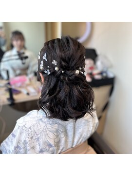 グラムール(Gramour) ドライフラワーアレンジ×ハーフアップハーフアップ