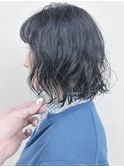 <くせ毛風ボブくせ毛カット大人顎ラインボブ耳かけボブ30代40代2