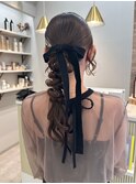 アレンジ　艶髪　髪質改善　ヘアセット　編みおろし　顔まわり