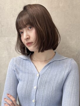 ラベル 渋谷(LAVEL) ダークグレージュフェイスレイヤーボブ内巻き韓国風ボブ髪質改善