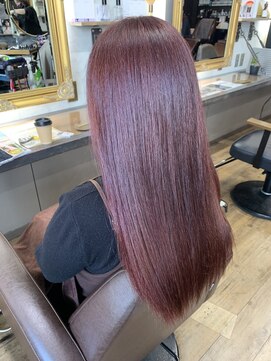 アークス(Arks) ブリーチなしワインレッドロングヘアー！