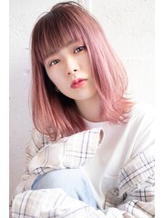  【EIGHT new hair style】オルチャンピンク×ソフトボブ