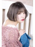 スリークボブ　厚めバング　アッシュブラウン