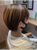 デザインカラー 小顔 20代 30代 向ケ丘遊園 ショートボブ 簡単