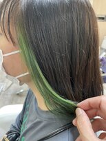 庵 ヘアー(hair) インナーカラー×ミントグリーン(永井)