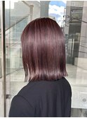 ピンクラベンダーブラウンダブルカラーケアブリーチ切りっぱなし