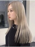 切りっぱなしロブ × ホワイトミルクティー ケアブリーチ