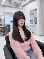 ハピネス 梅田茶屋町店(HAPPINESS)&nbsp;ワンホンヘア アッシュブラウン ぱっつん前髪 小顔前髪