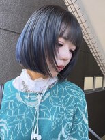イエナ 渋谷(IENA)&nbsp;ダークブルー地毛ハイライトハイトーンカラーダブルカラー
