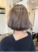 ハイライト/ミニボブ/デザインカラー/オリーブグレージュ