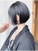 【morio 原宿】黒髪ショート丸みボブ　耳かけ　ストレート