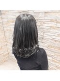 寒色系グレーアッシュセミロングレイヤー/新宿