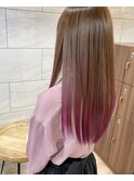毛先カラー/裾カラー/ピンクパープルグラデ