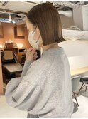 【中澤彩乃】切りっぱなしボブチョコレートベージュ外はね透け感