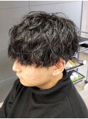 メンズ前下りマッシュクリームパーマツイスト波巻きスパイラル