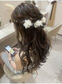 イベントヘア♪ふわふわハーフアップ★お花金箔