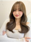 韓国風前髪/グレーベージュ/グレージュカラー/レイヤーロング