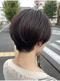 大人可愛い20代30代40代黒髪前下がりショートボブ丸みショート◎