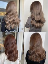 美容室フルール&nbsp;30代40代ダブルカラーミルクティアッシュデザインカラー透け感