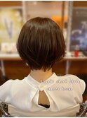 20代30代大人可愛い小顔ショートカット×チェリーブラウン
