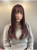 顔まわりレイヤー/ラベンダーカラー/ワイドバング/20代