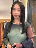 黒髪 レイヤーロング 姫カットレイヤー 顔周りレイヤー 艶髪