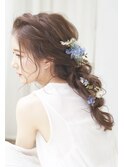 ドライフラワーと可愛い編みおろしヘアセット