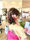 ハーフアップウェーブヘア卒業式ヘアアレンジ
