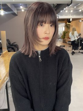 レブ 三条河原町(Reb,) ウルフカットボブ前髪ありネオウルフブリーチなしダブルカラー