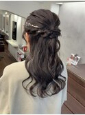 ハーフアップ 結婚式ヘアセット 卒業式 成人式 ヘアメ