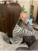 30代×セミロング×グレージュカラー