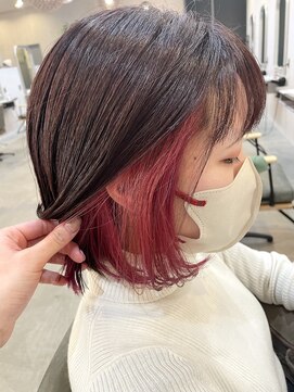 シェル 津山の手店(shel) 10代20代30代イヤリングインナーカラー赤ピンク