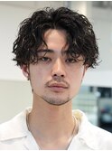 大分ツイストスパイラルパーマメンズカットラウンドマッシュ