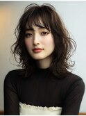 小顔ミディアムパーマミディアムデジタルパーマボブパーマ前髪